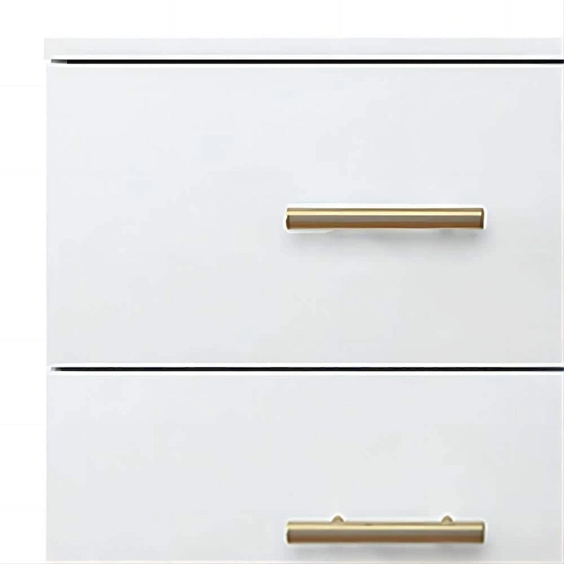 Comò a 6 cassetti per camera da letto, Comodino cassettiera, Cassettiera moderna in legno con maniglie dorate