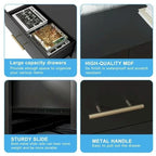 Comò a 6 cassetti per camera da letto, Comodino cassettiera, Cassettiera moderna in legno con maniglie dorate