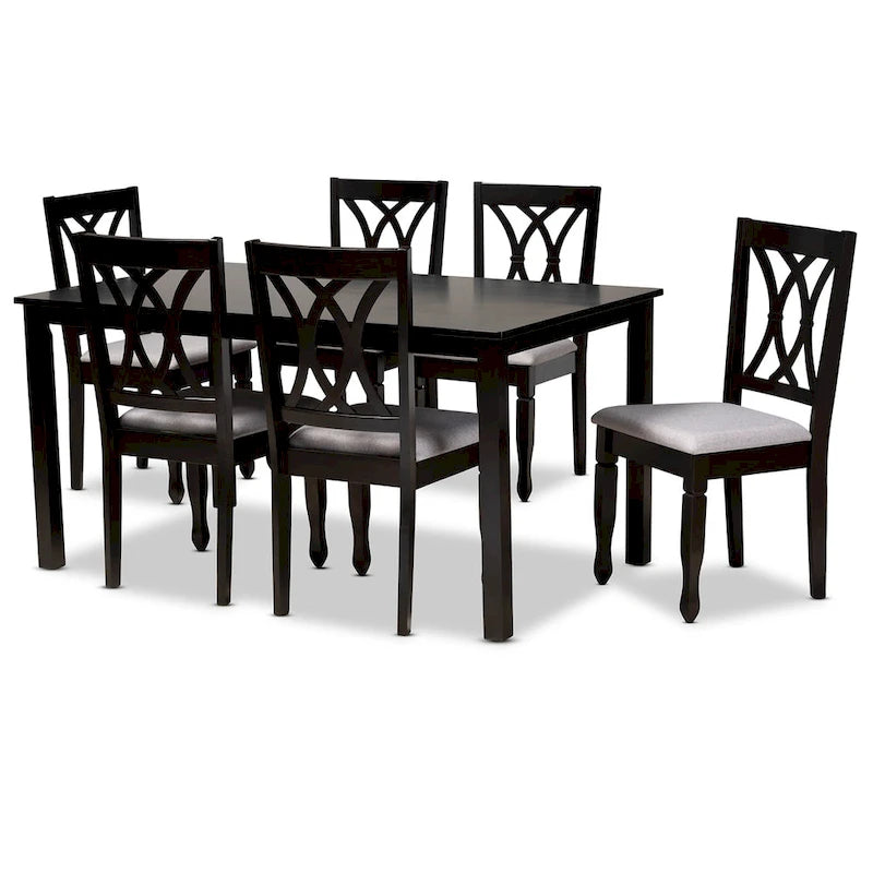 Set da pranzo 7 pezzi in legno imbottito moderno e contemporaneo