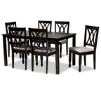 Set da pranzo 7 pezzi in legno imbottito moderno e contemporaneo