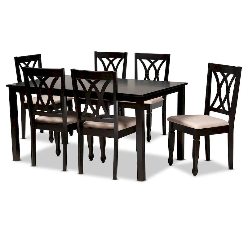 Set da pranzo 7 pezzi in legno imbottito moderno e contemporaneo