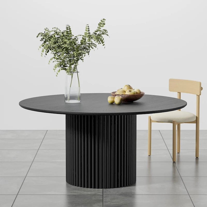 Tavolo da Pranzo Rotondo in Legno Massello da 60" per 6 Persone Stile Nordico - 60*30