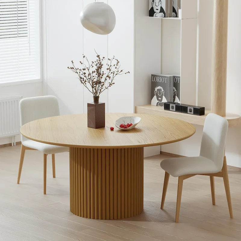Tavolo da Pranzo Rotondo in Legno Massello da 60" per 6 Persone Stile Nordico - 60*30