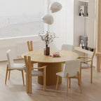 Tavolo da Pranzo Rotondo in Legno Massello da 60" per 6 Persone Stile Nordico - 60*30