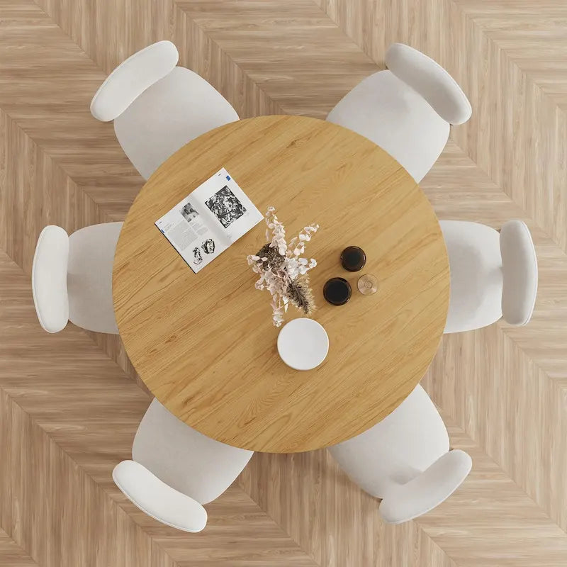 Tavolo da Pranzo Rotondo in Legno Massello da 60" per 6 Persone Stile Nordico - 60*30