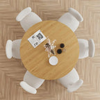 Tavolo da Pranzo Rotondo in Legno Massello da 60" per 6 Persone Stile Nordico - 60*30