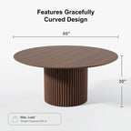 Tavolo da Pranzo Rotondo in Legno Massello da 60" per 6 Persone Stile Nordico - 60*30