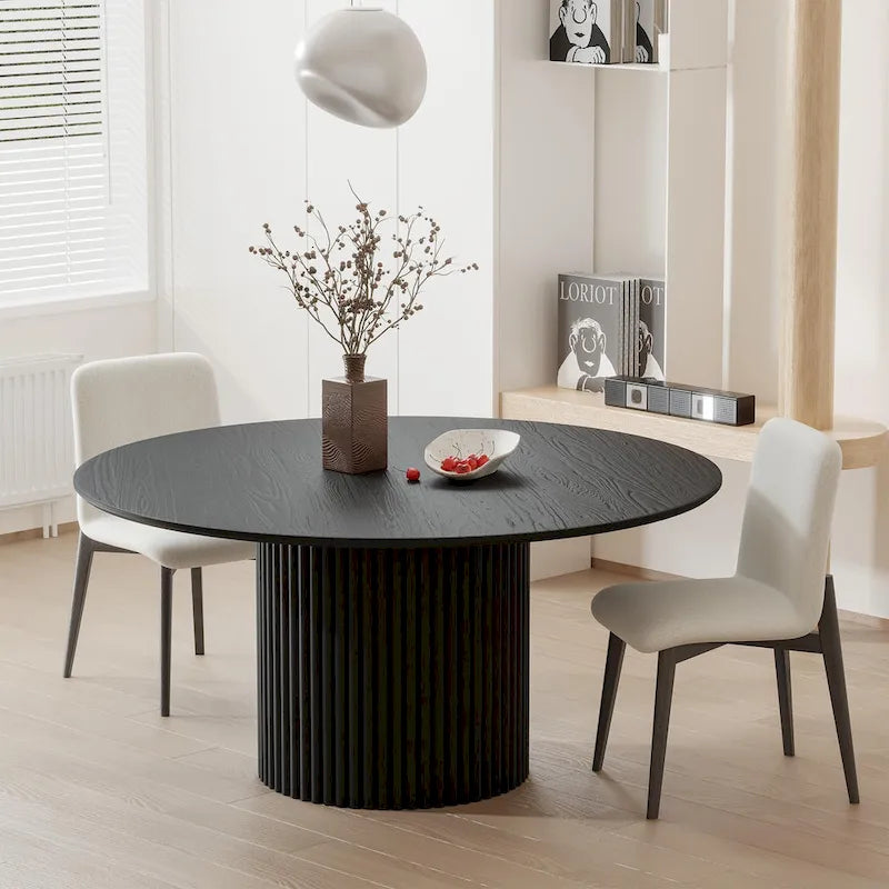 Tavolo da Pranzo Rotondo in Legno Massello da 60" per 6 Persone Stile Nordico - 60*30