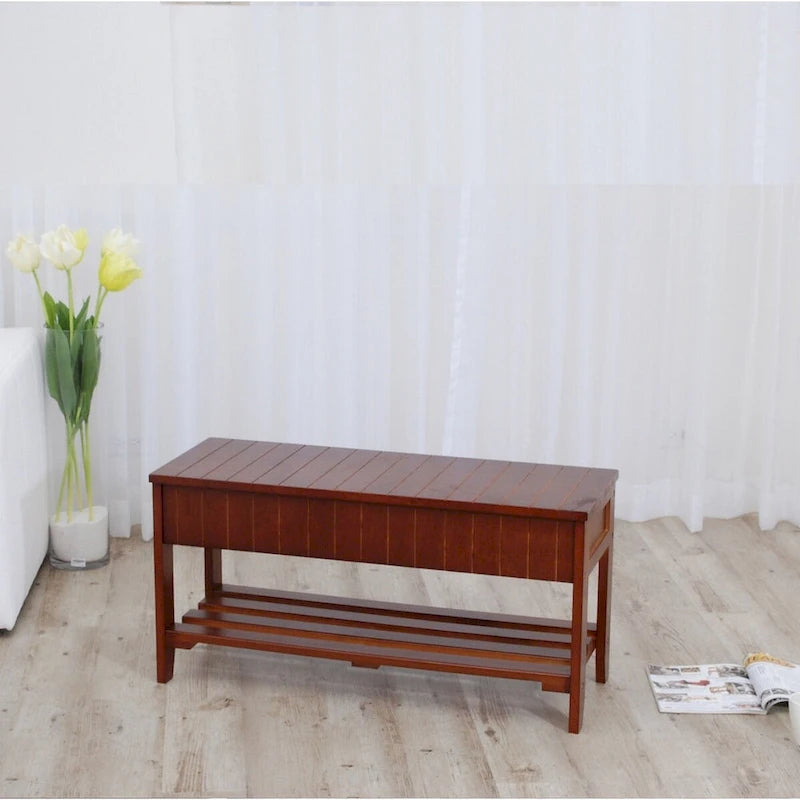 Panca portascarpe The Gray Barn Waggoner in legno massello con contenitore