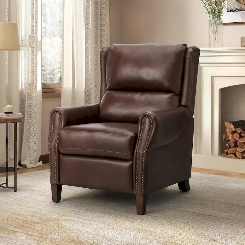 Poltrona reclinabile manuale in vera pelle Alicia 32.68 Wide