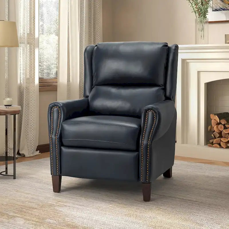 Poltrona reclinabile manuale in vera pelle Alicia 32.68 Wide