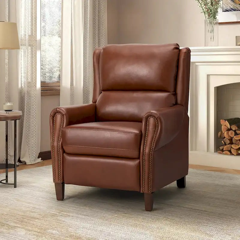 Poltrona reclinabile manuale in vera pelle Alicia 32.68 Wide