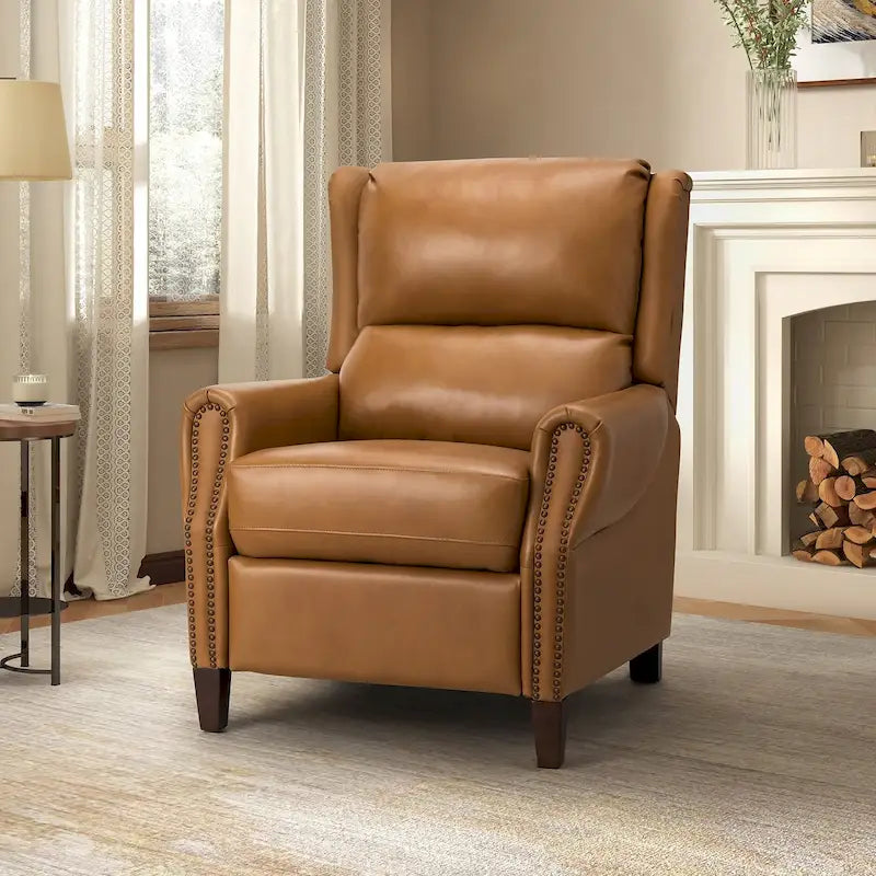 Poltrona reclinabile manuale in vera pelle Alicia 32.68 Wide