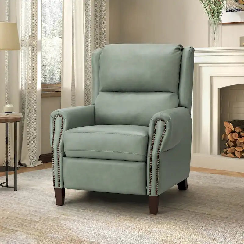 Poltrona reclinabile manuale in vera pelle Alicia 32.68 Wide