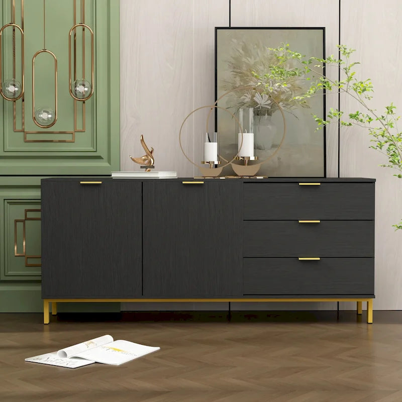 2 Door Large Storage Cabinet 3 Drawer TV Cabinet Buffet Sideboard