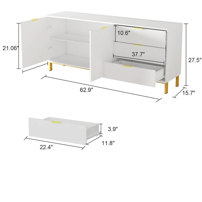 Mobile Contenitore Grande a 2 Ante con 3 Cassetti Mobile TV Credenza Madia