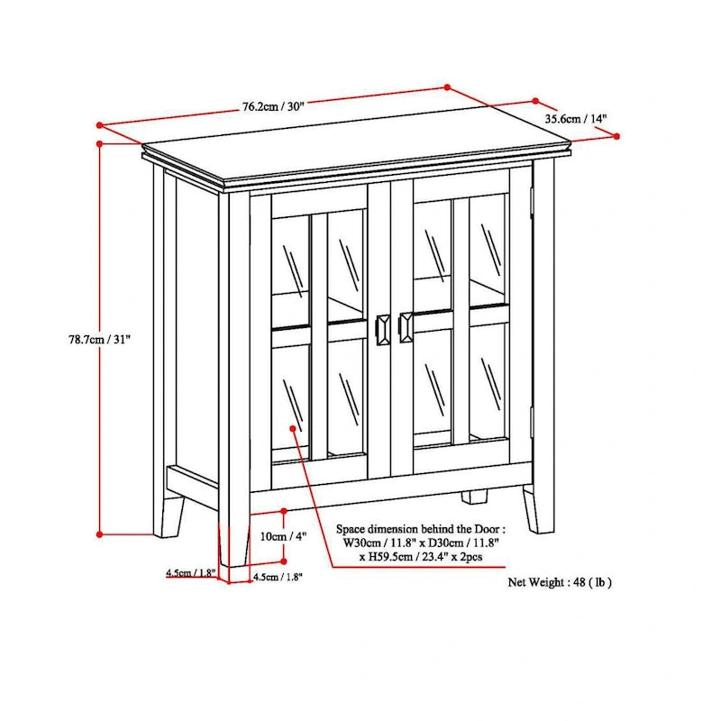 Madia bassa Stratford in legno massello, 30 pollici di larghezza - 30w x 14p x 31h
