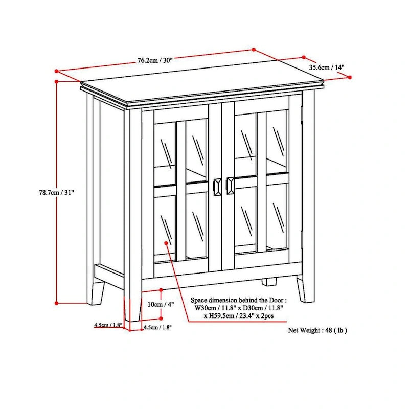 Madia bassa Stratford in legno massello, 30 pollici di larghezza - 30w x 14p x 31h