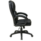 Sedia da ufficio direzionale alta con braccioli imbottiti in similpelle nera
