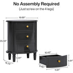 Comodino con 3 cassetti completamente assemblato