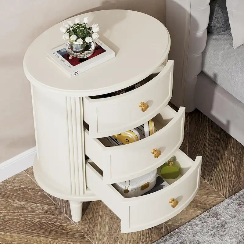 Comodino con 3 cassetti completamente assemblato