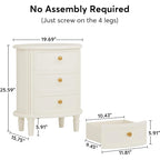 Comodino con 3 cassetti completamente assemblato