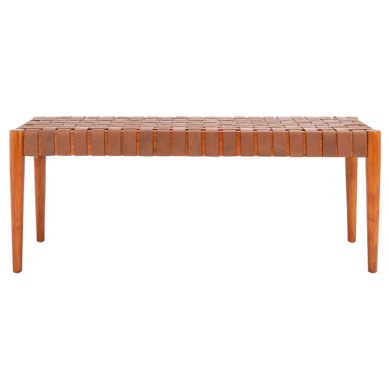 Panca in legno e pelle - 47Lx16Px18A