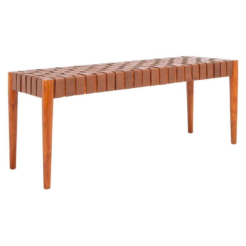 Panca in legno e pelle - 47Lx16Px18A