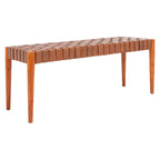 Panca in legno e pelle - 47Lx16Px18A