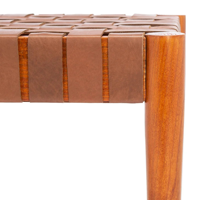 Panca in legno e pelle - 47Lx16Px18A