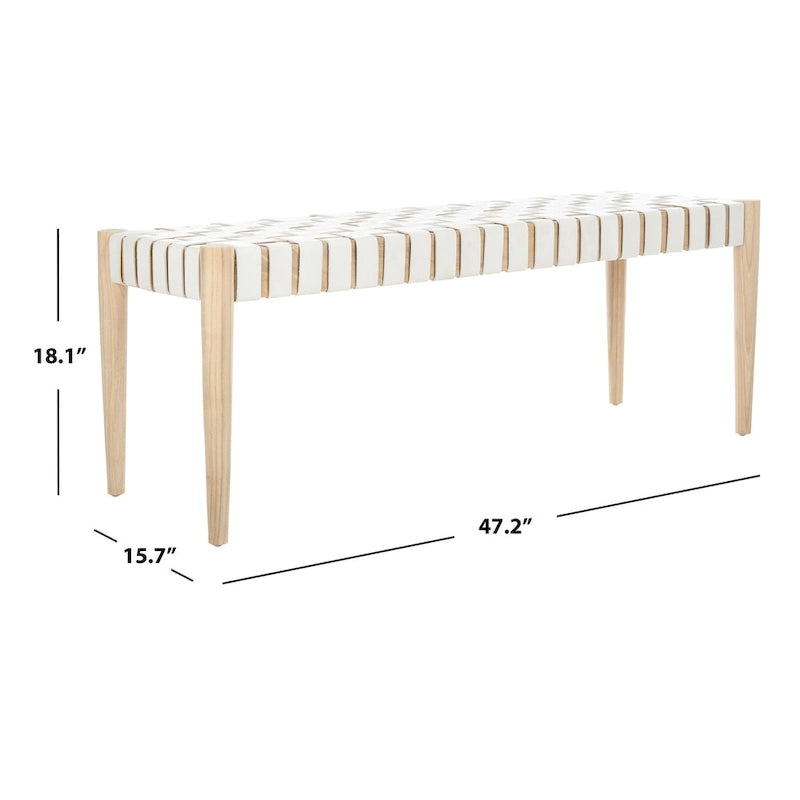 Panca in legno e pelle - 47Lx16Px18A