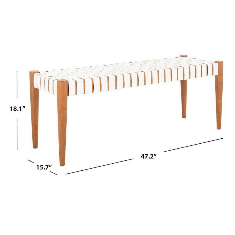 Panca in legno e pelle - 47Lx16Px18A