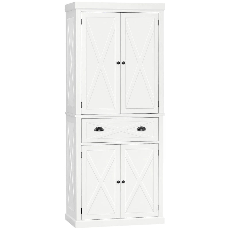 Mobiletto/dispensa da cucina autoportante Modern Farmhouse a 4 ante, organizer con 6 ripiani