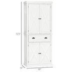 Mobiletto/dispensa da cucina autoportante Modern Farmhouse a 4 ante, organizer con 6 ripiani