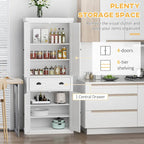 Mobiletto/dispensa da cucina autoportante Modern Farmhouse a 4 ante, organizer con 6 ripiani