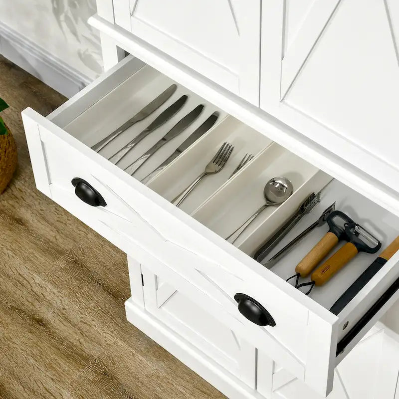 Mobiletto/dispensa da cucina autoportante Modern Farmhouse a 4 ante, organizer con 6 ripiani
