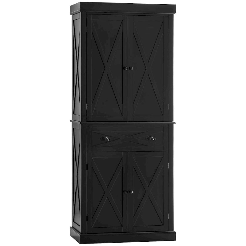 Mobiletto/dispensa da cucina autoportante Modern Farmhouse a 4 ante, organizer con 6 ripiani