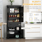 Mobiletto/dispensa da cucina autoportante Modern Farmhouse a 4 ante, organizer con 6 ripiani