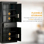 Mobiletto/dispensa da cucina autoportante Modern Farmhouse a 4 ante, organizer con 6 ripiani