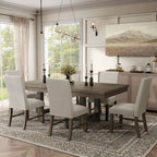 Set da pranzo 7 pezzi in legno rustico grigio