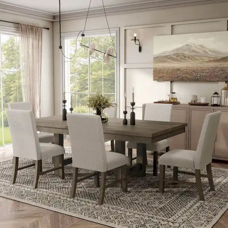 Jusk Rustic Grey Wood 7-Piece Dining Table Set by Furniture of America