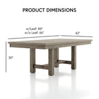Set da pranzo 7 pezzi in legno rustico grigio