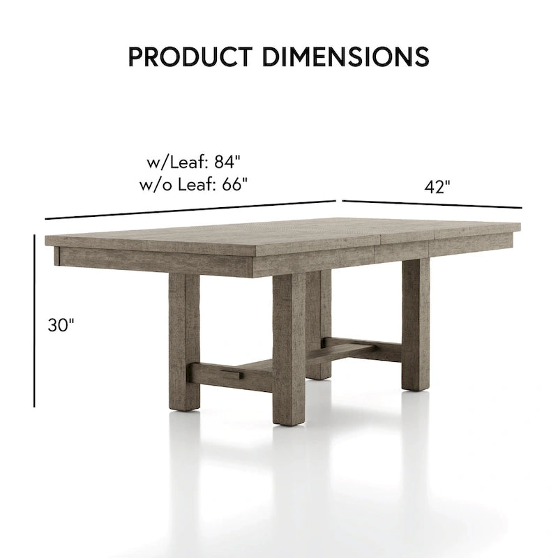 Set da pranzo 7 pezzi in legno rustico grigio