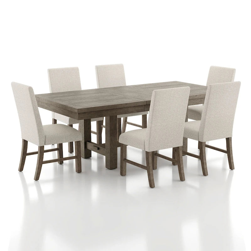 Set da pranzo 7 pezzi in legno rustico grigio
