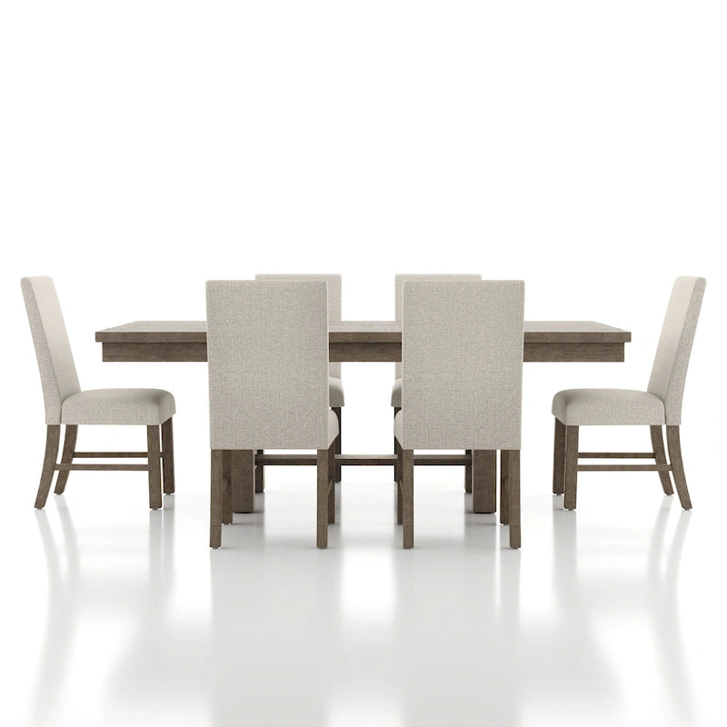 Set da pranzo 7 pezzi in legno rustico grigio
