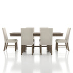 Set da pranzo 7 pezzi in legno rustico grigio