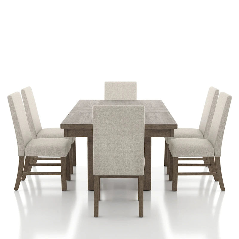 Set da pranzo 7 pezzi in legno rustico grigio