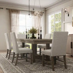 Set da pranzo 7 pezzi in legno rustico grigio