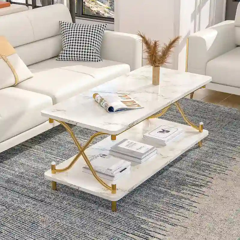 Tavolino da salotto da 99 cm con ripiani aperti e contenitore, design moderno e industriale, per soggiorno e sala da pranzo