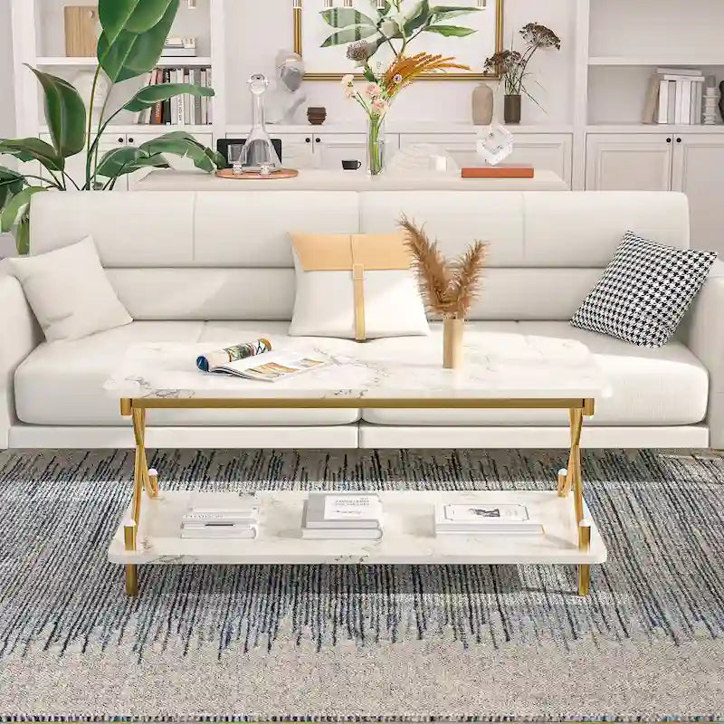 Tavolino da salotto da 99 cm con ripiani aperti e contenitore, design moderno e industriale, per soggiorno e sala da pranzo
